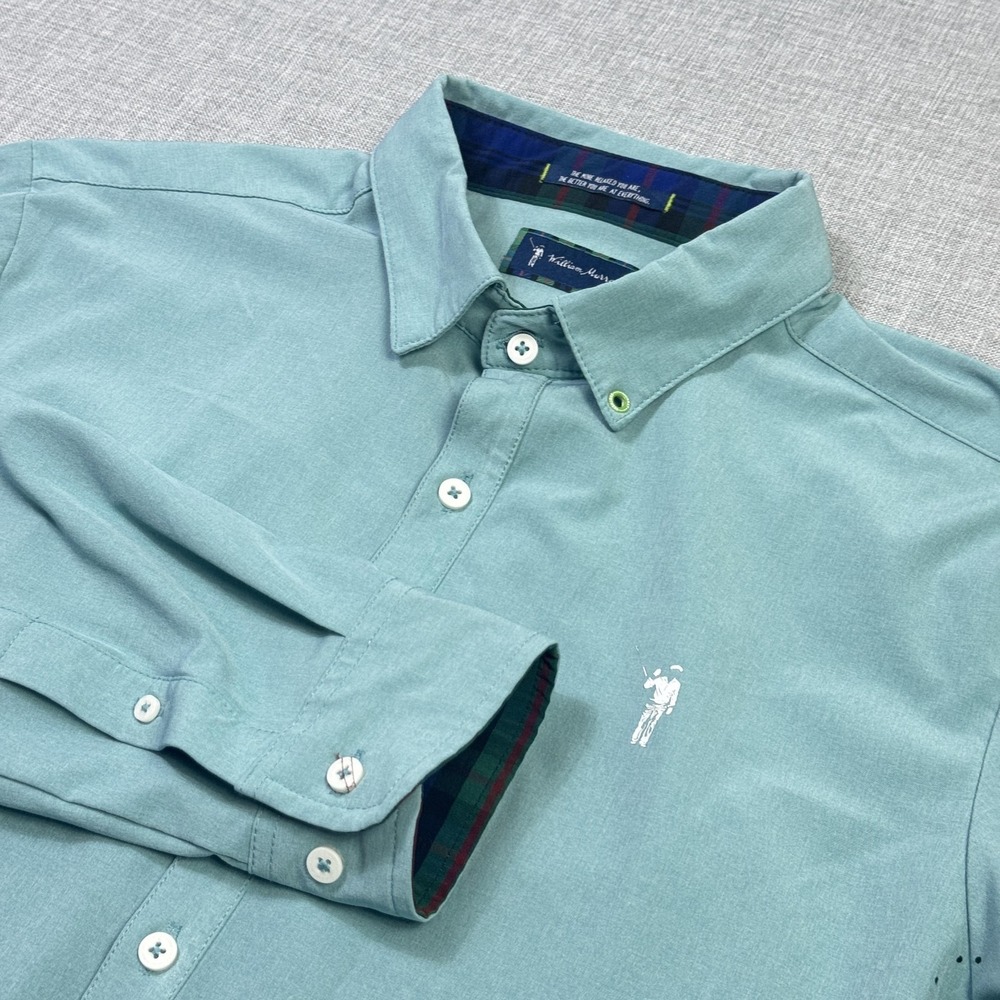 William Murray Button Golf Mens Medium Green Long Sleeve‎ Performance Breathable